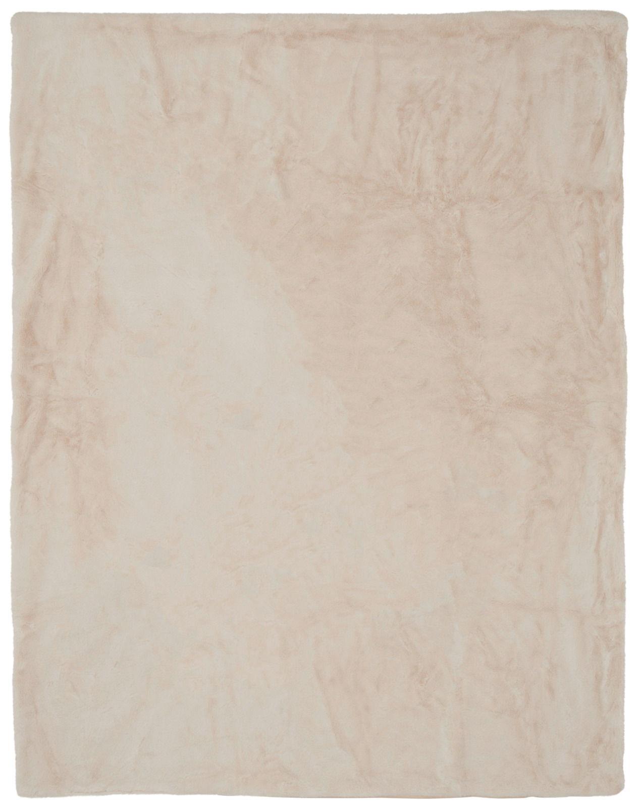 Weiche, beige Kuscheldecke aus der Vogelperspektive fotografiert.