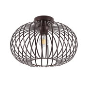 Moderne Deckenleuchte mit braunem, drahtigem Design, seitliche Perspektive