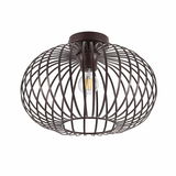 Moderne Deckenleuchte mit braunem, drahtigem Design, seitliche Perspektive