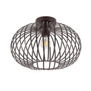Moderne plafondlamp met een bruin, draadachtig ontwerp, zijaanzicht