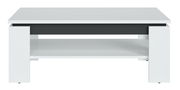 Moderner Couchtisch in Weiß mit schwarzem Akzent, frontal betrachtet