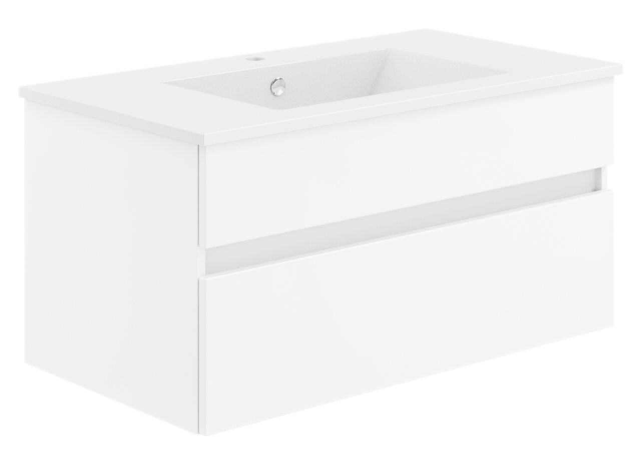 Puris Badkombination GET2YOU 21 Weiße Badkombination mit zwei Schubladen, seitliche Perspektive