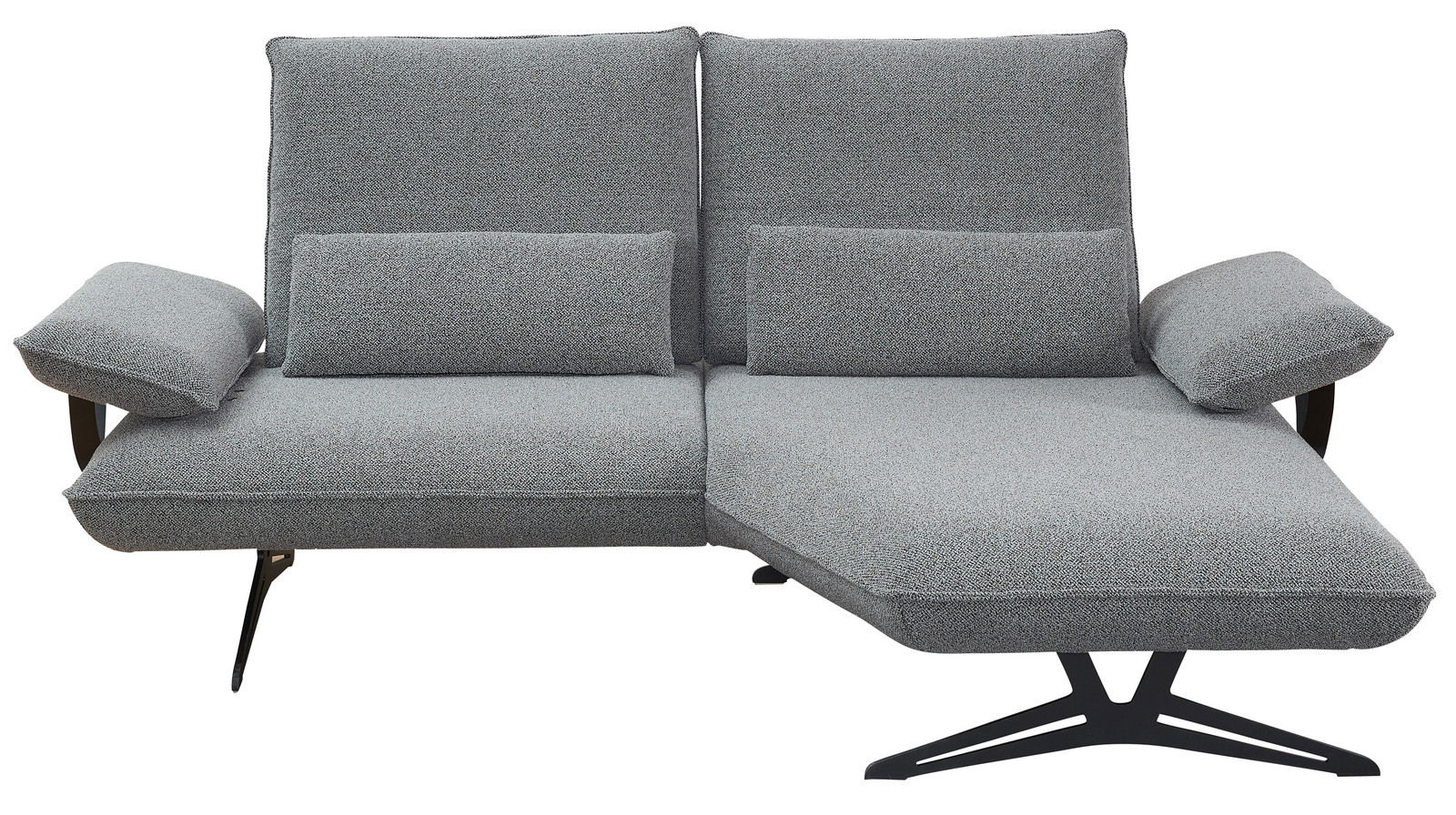 Graue Longchairkombination mit verstellbaren Armlehnen und modernem Design, Vorderansicht