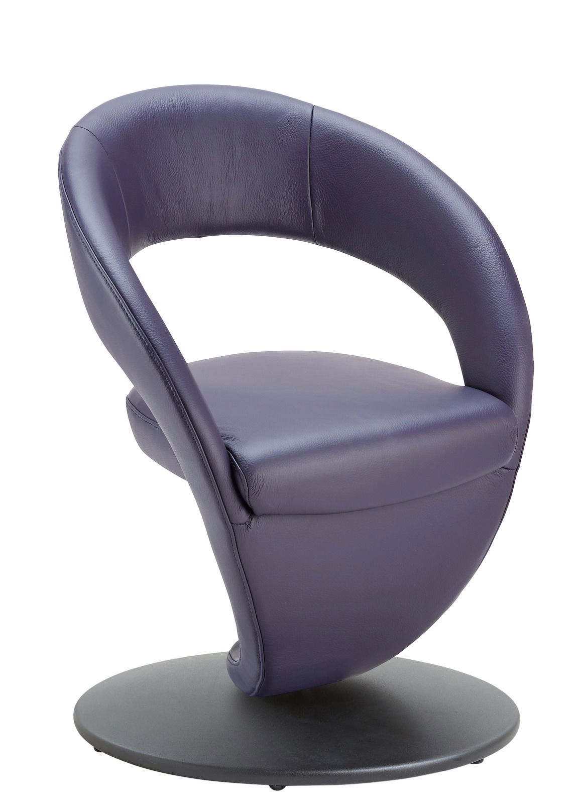 Moderano Sessel MEDINO Moderner, drehbarer Sessel in lila Lederoptik, seitliche Perspektive