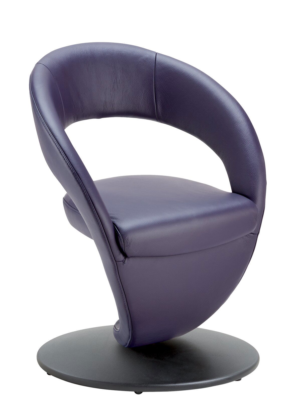 Moderano Sessel MEDINO Moderner, drehbarer Sessel in lila Lederoptik, seitliche Perspektive