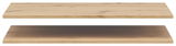 Zwei Holz-Einlegeböden in heller Holzoptik, frontal betrachtet.