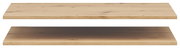 Zwei Holz-Einlegeböden in heller Holzoptik, frontal betrachtet.