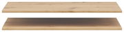 Zwei Holz-Einlegeböden in heller Holzoptik, frontal betrachtet.