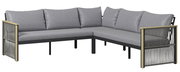 Graues Lounge-Set in L-Form mit Kissen, seitliche Perspektive
