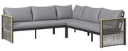 Graues Lounge-Set in L-Form mit Kissen, seitliche Perspektive