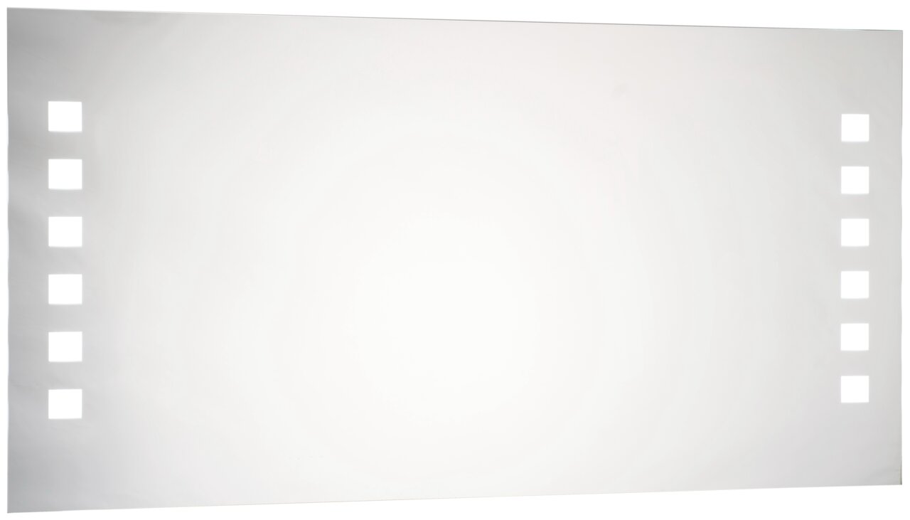 Rechteckiger LED-Spiegel mit seitlichen Lichtelementen, Frontalansicht