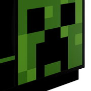 Close-up van de voorkant van een zwarte kast/ladekast met een groen pixelpatroon, schuin van rechtsvoor gefotografeerd.