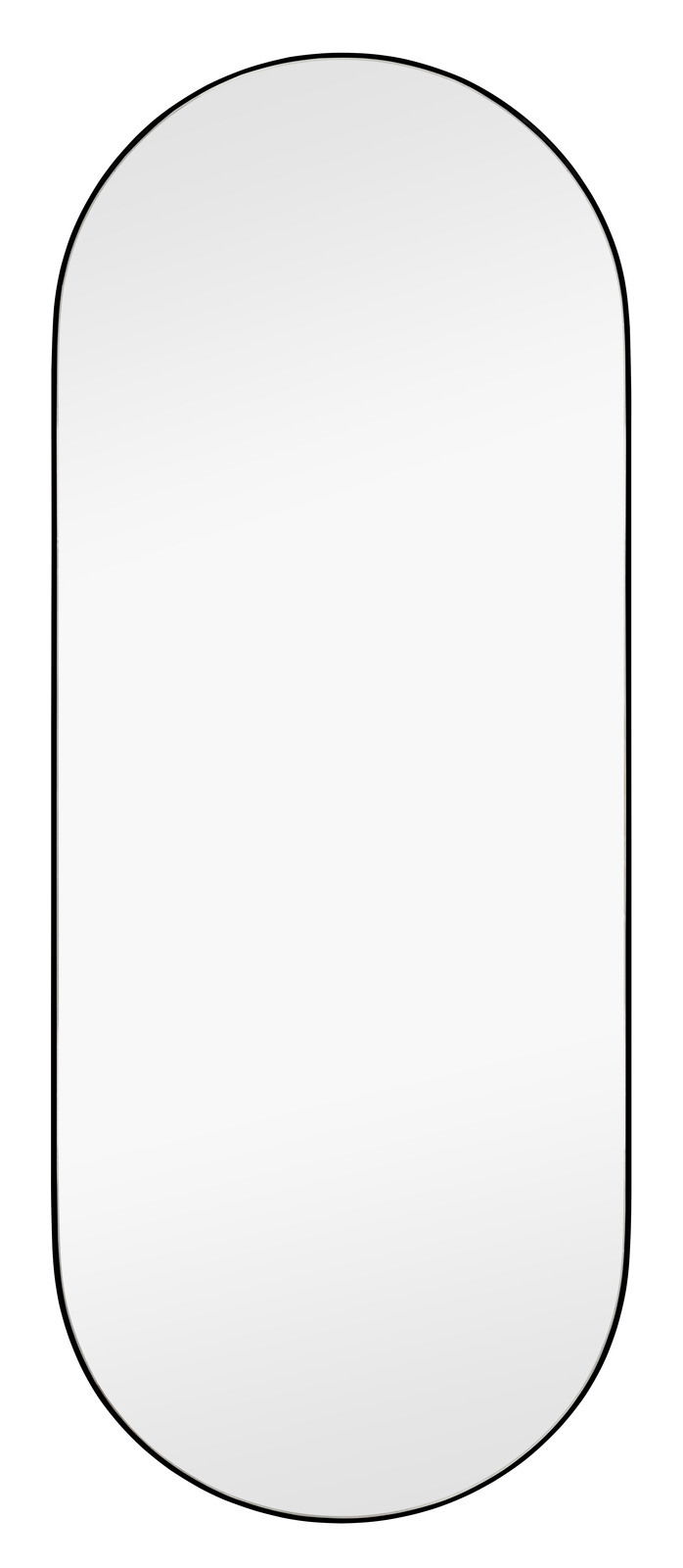 Ovaler Spiegel mit schwarzem Rahmen, ca. 30x70 cm, Frontalansicht