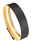 Moderne Tischleuchte LOOP in schwarzem Ringdesign mit goldener Innenseite, seitliche Perspektive