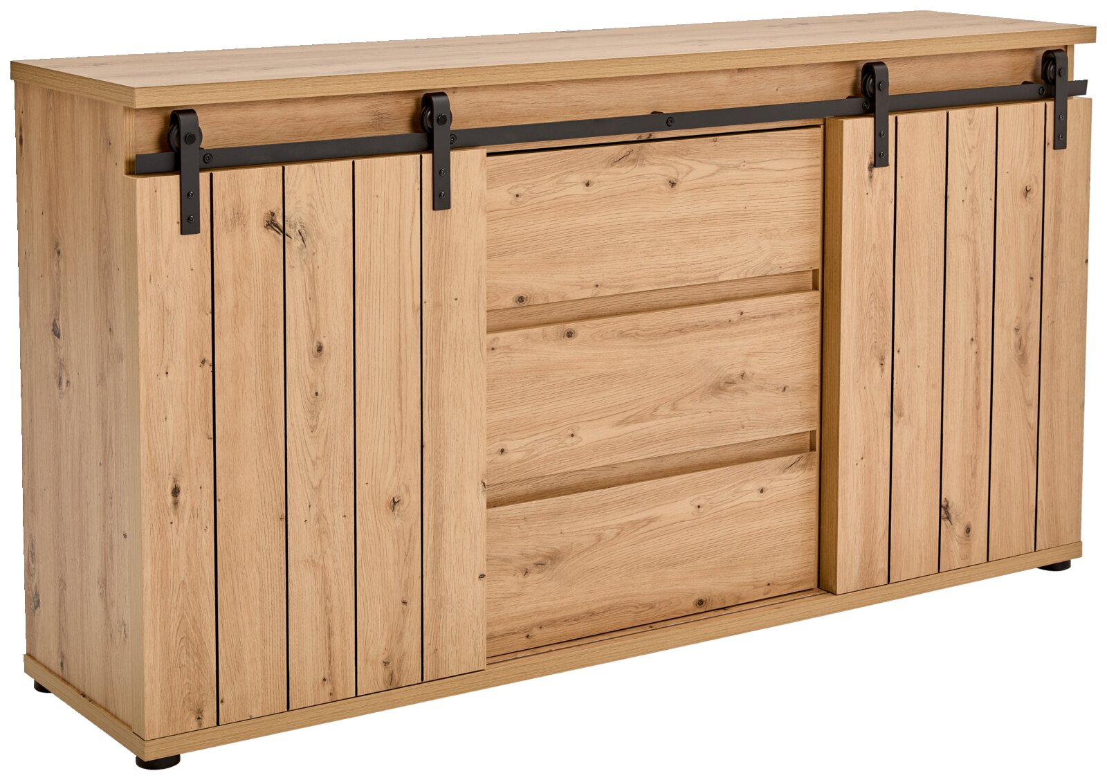 Landscape Dressoir BARRY Holz-Sideboard mit Schiebetüren aus der Perspektive von vorne links
