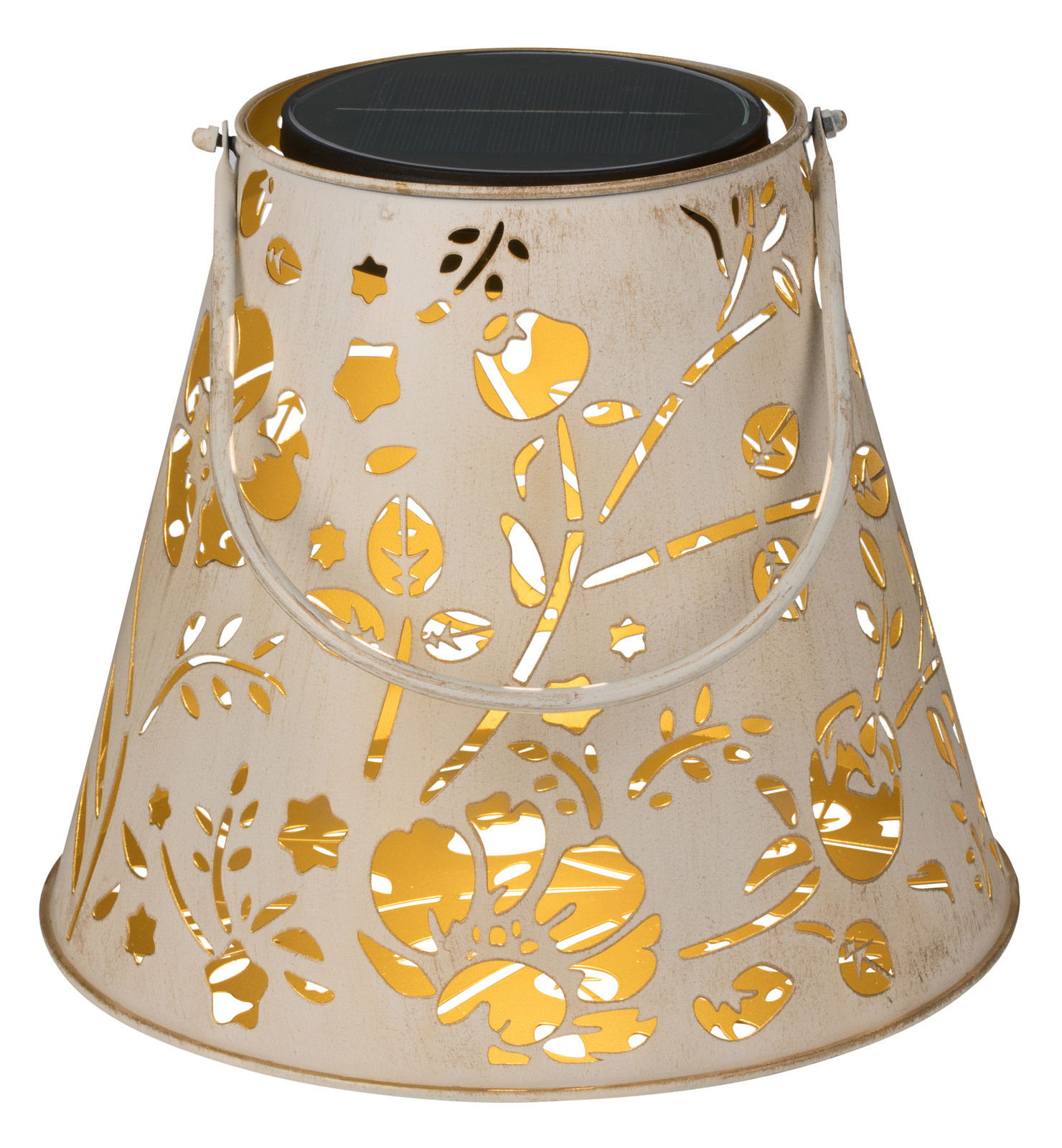 Ambia Garden LED-Solarleuchte BERN Dekorative Solarleuchte mit floralem Muster, seitliche Perspektive