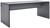 Moderner Gamingtisch in grauer Farbe, seitliche Perspektive