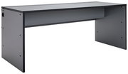 Moderner Gamingtisch in grauer Farbe, seitliche Perspektive
