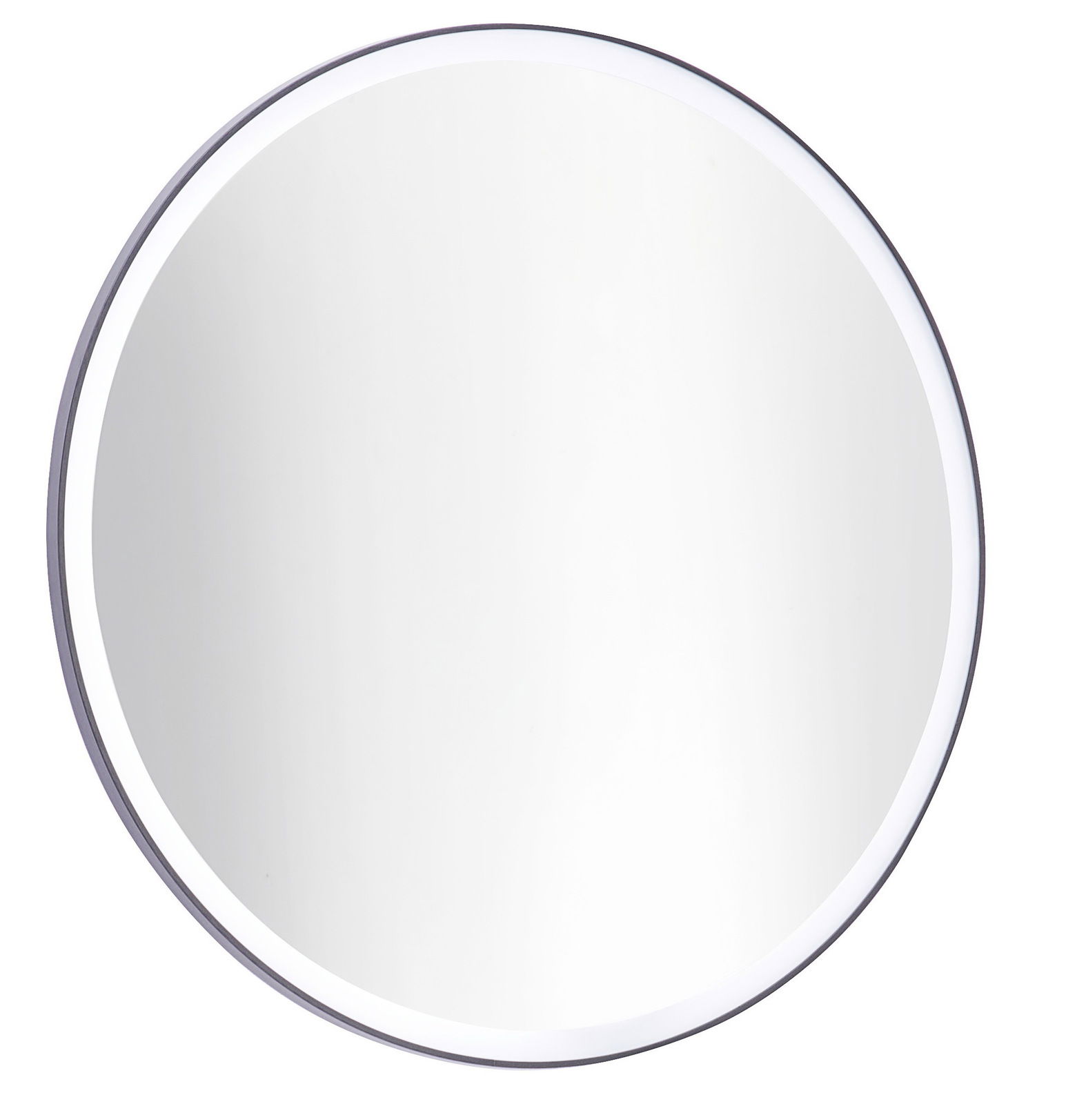 Rundes Spiegelelement mit schmalem Rahmen, frontal betrachtet.