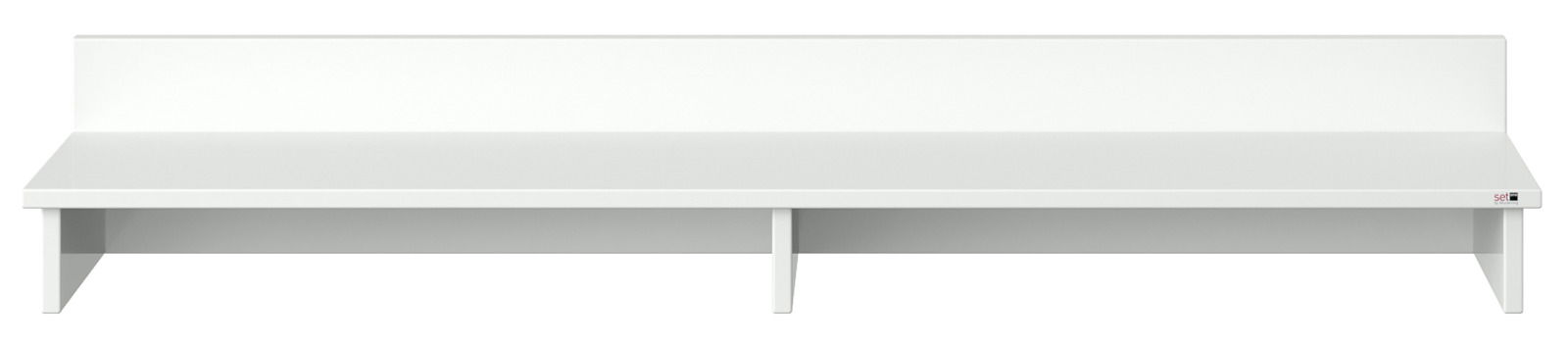 Weißer TV-Aufsatz mit zwei Fächern, Frontansicht