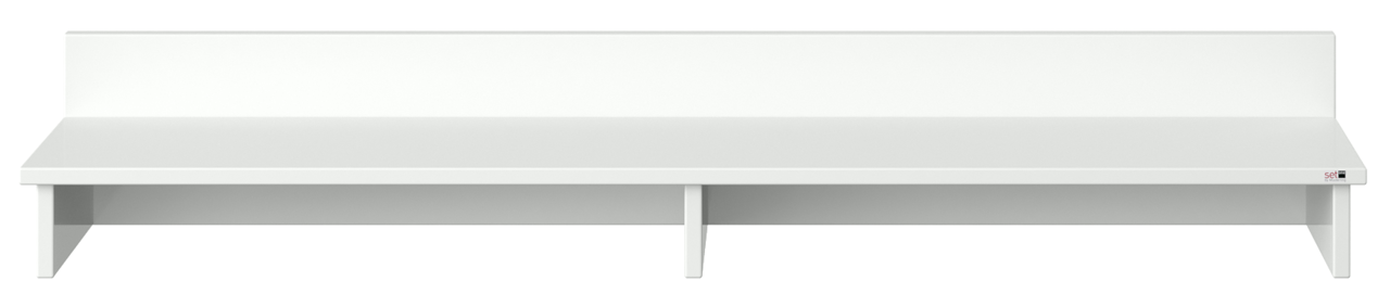 Weißer TV-Aufsatz mit zwei Fächern, Frontansicht