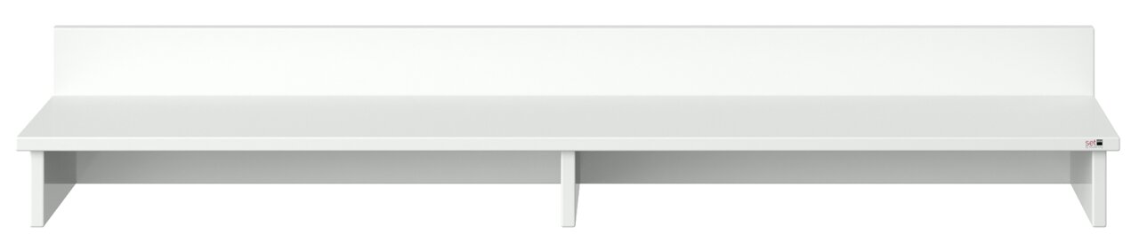 Weißer TV-Aufsatz mit zwei Fächern, Frontansicht