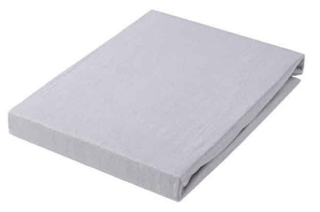 Novel Topper-Spannbetttuch Florenz Gefaltetes Spannbetttuch in Graphitfarbe, Ansicht von oben.