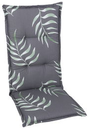Hochlehnerauflage mit grauem Zickzackmuster und grünen Blättern, Vorderansicht