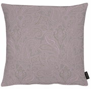 Kissenhülle mit elegantem Paisley-Muster in Lila und Grau, Vorderansicht