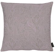 Kissenhülle mit elegantem Paisley-Muster in Lila und Grau, Vorderansicht