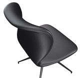 Moderner schwarzer Stuhl V-ROCK von Voglauer, Ansicht von oben mit geschwungener Rückenlehne und schlanken Metallbeinen.