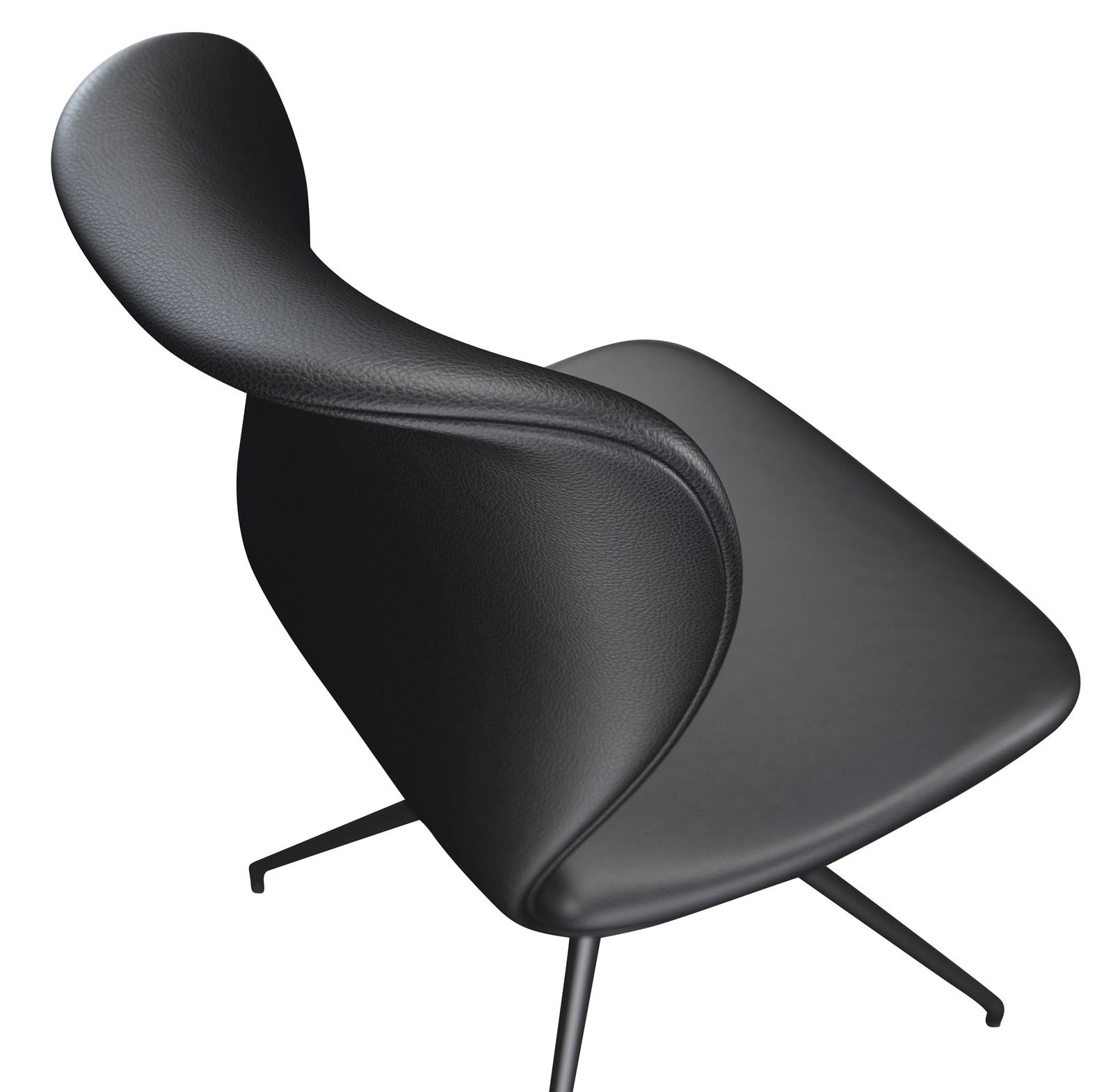 Moderner schwarzer Stuhl V-ROCK von Voglauer, Ansicht von oben mit geschwungener Rückenlehne und schlanken Metallbeinen.