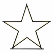 LED-Stern in schwarzem Rahmen, frontal betrachtet, mit warmweißer Beleuchtung, Höhe 32 cm