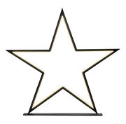 LED-Stern in schwarzem Rahmen, frontal betrachtet, mit warmweißer Beleuchtung, Höhe 32 cm