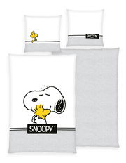 Renforcé-Bettwäsche-Set mit Snoopy- und Woodstock-Motiv, Vorderansicht