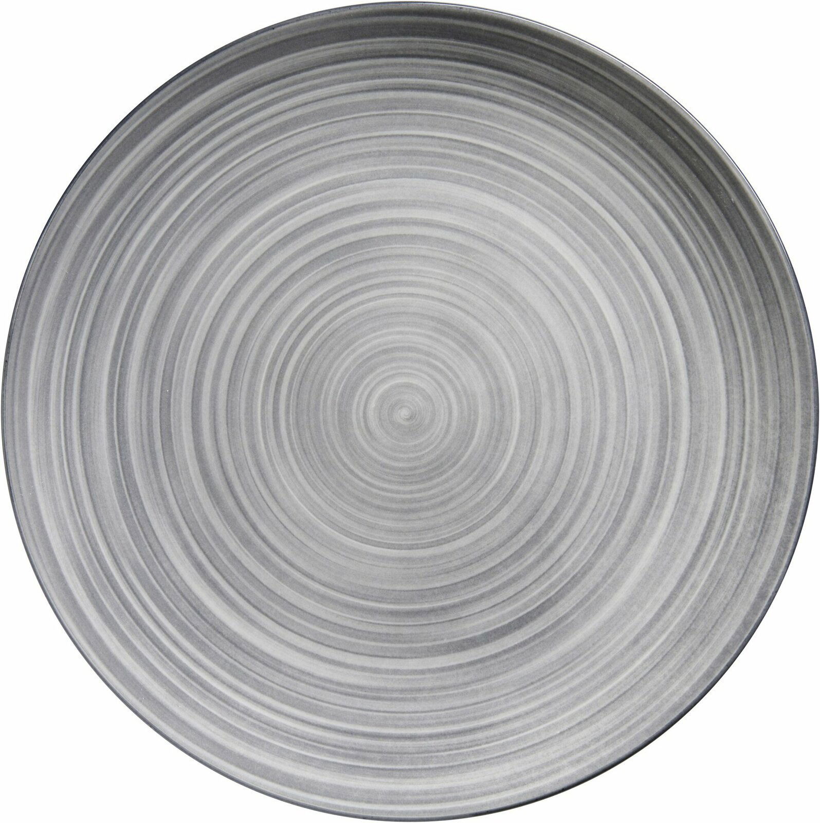 Grauer Speiseteller Sendai 27cm mit konzentrischen Kreisen, Draufsicht