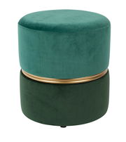 Grüner Hocker mit goldener Zierleiste, seitliche Perspektive