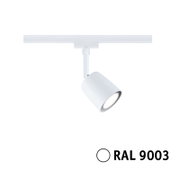 Weißer Schienenspot Cover von PAULMANN URAIL, seitliche Perspektive, RAL 9003.