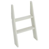Weiße, zweistufige Leiter aus Holz, seitliche Perspektive