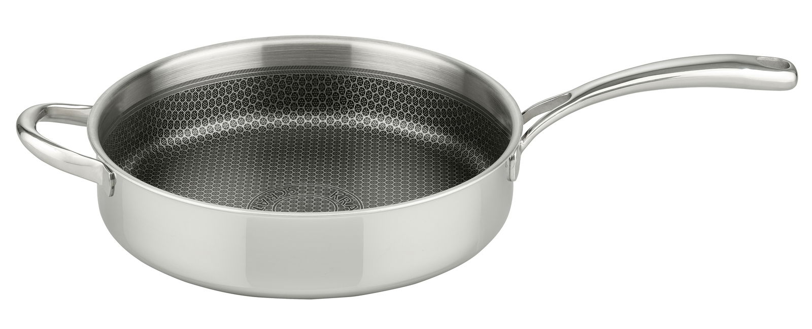 Elo Schmorpfanne RELIEF EVOLUTION Schmorpfanne aus Edelstahl mit Reliefstruktur, seitliche Perspektive