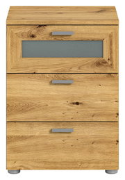 Nachtkommode aus Holz mit drei Schubladen, Frontansicht