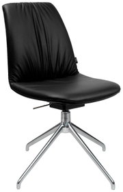 Moderne zwarte stoel met metalen frame, zijaanzicht