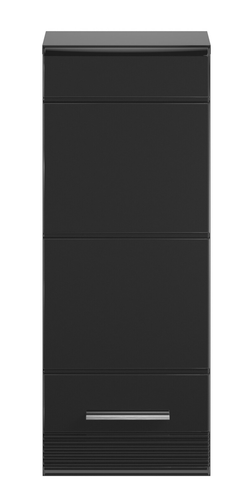Schwarze Badkombination LINUS, frontal betrachtet, mit modernem Design und klaren Linien.