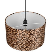 Pendelleuchte mit Leopardenmuster, seitliche Perspektive