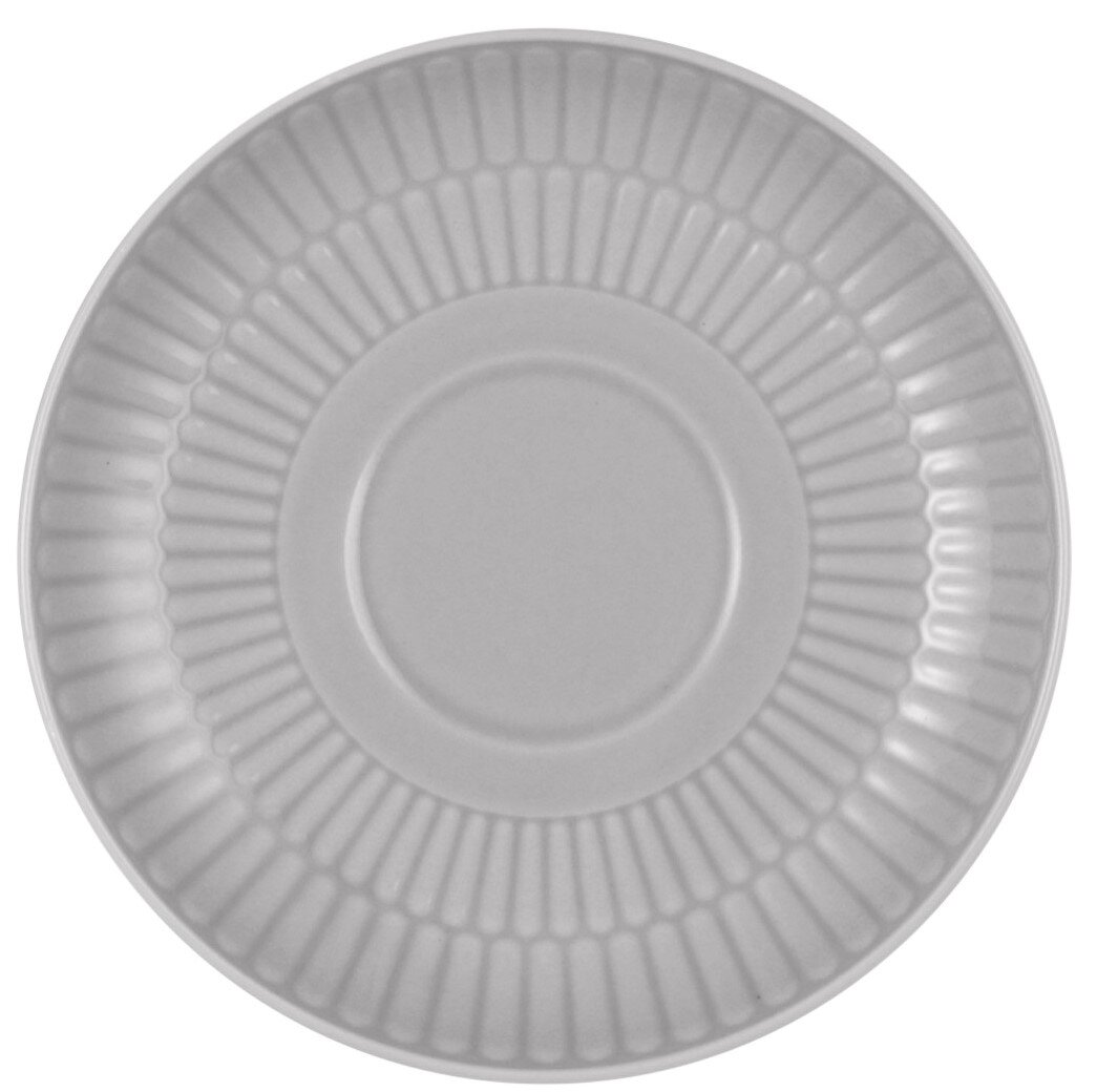 Kleine Kombi-Untertasse, 12 cm, von oben betrachtet, mit geriffeltem Rand.