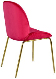Rosa Stuhl mit goldenen Beinen, seitliche Rückansicht
