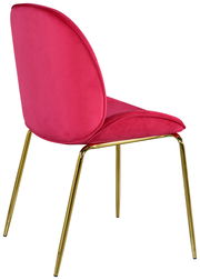 Rosa Stuhl mit goldenen Beinen, seitliche Rückansicht