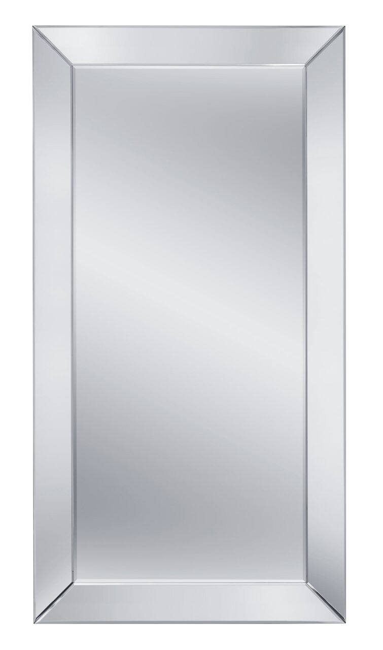 Rechteckiger Spiegel mit abgeschrägtem Rahmen, frontal abgebildet.