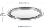 Transparente Tortenplatte Ciao mit einem Durchmesser von 315 mm und einer Höhe von 26 mm, seitliche Perspektive