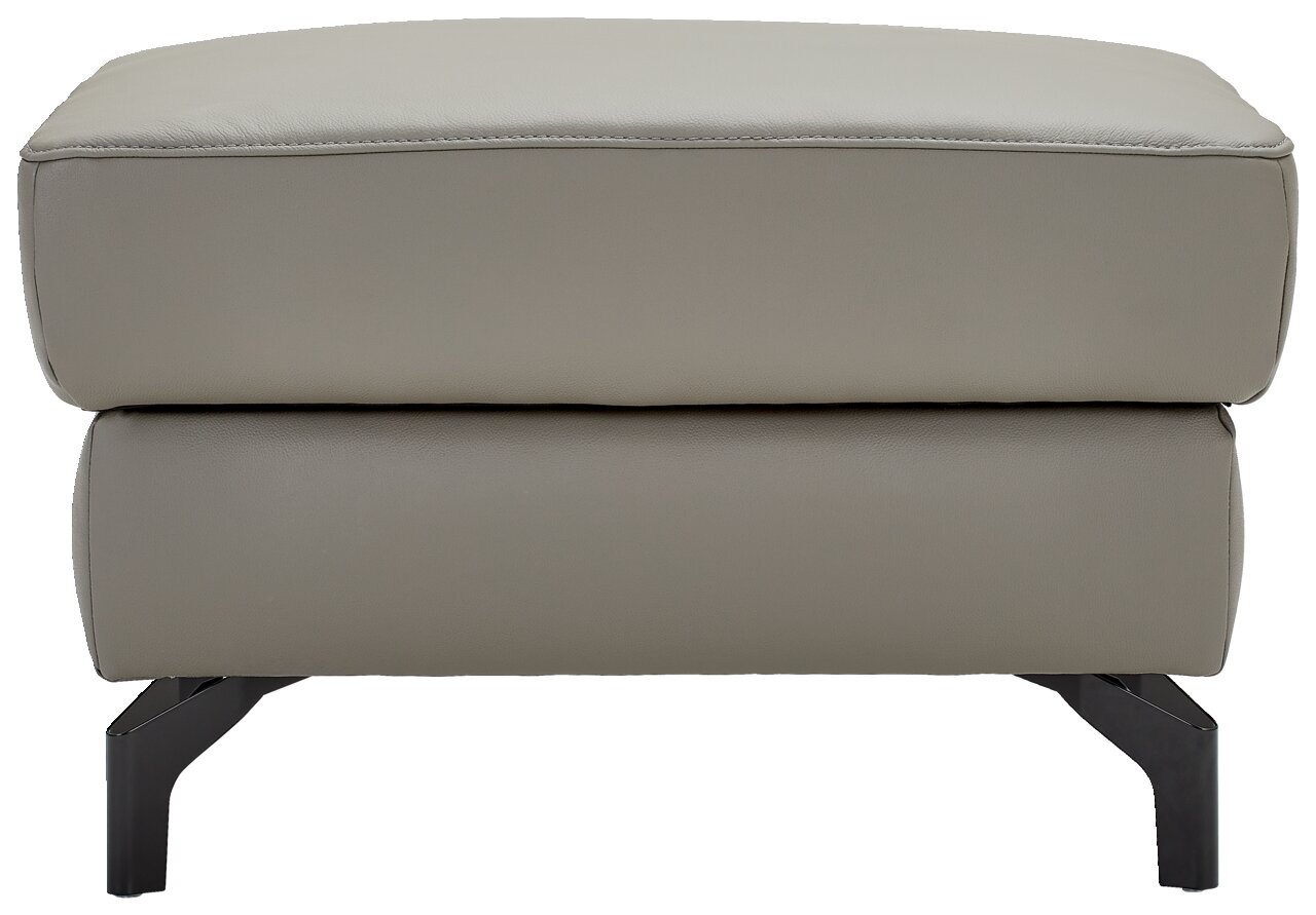Hocker mit Stauraum in grauem Leder, Vorderansicht